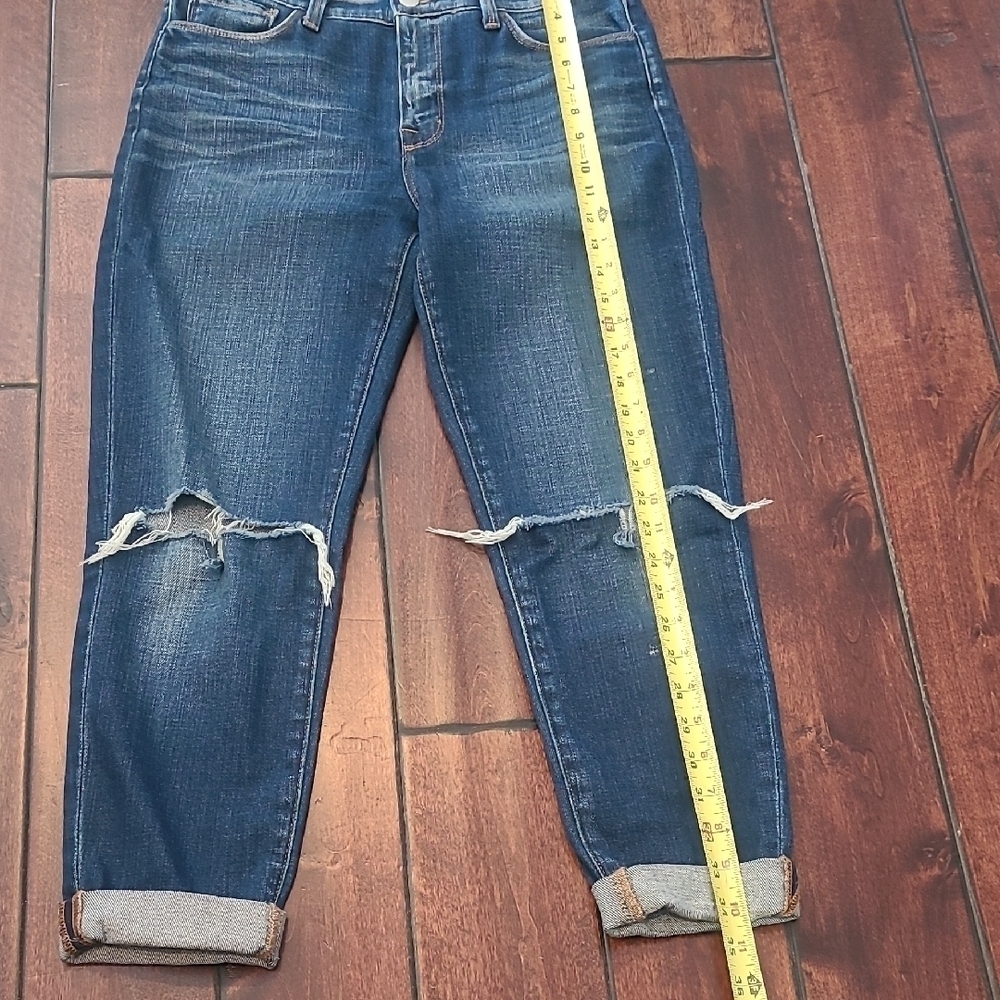 L'Agence Blue Rachel Slim High Rise Distressed Ripped Cropped Jeans Size 27 - Picture 3 of 8